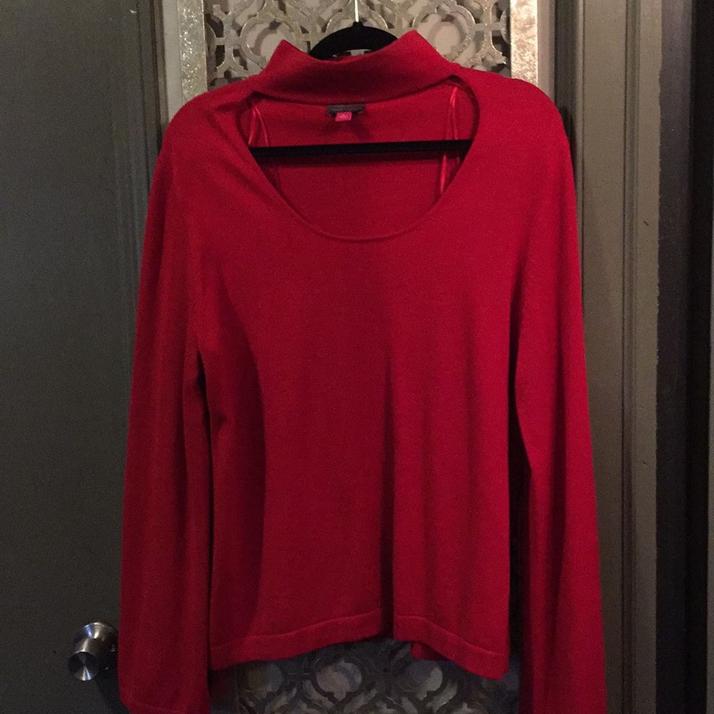 Vince Camuto Red Choker-neck sweater